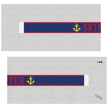 Anchors Away Needlepoint Dog Collar Kit Stitched Preview