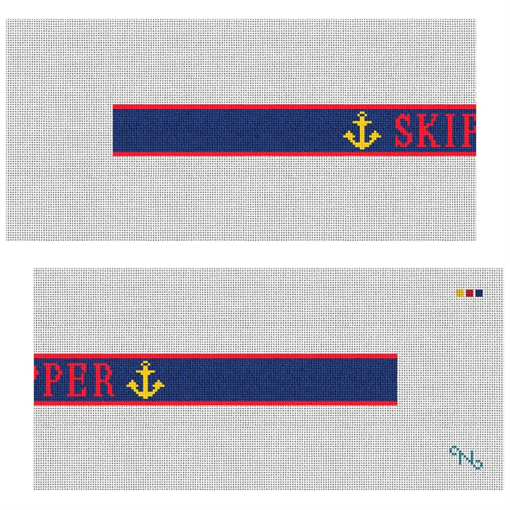 Anchors Away Needlepoint Dog Collar Kit Stitched Preview