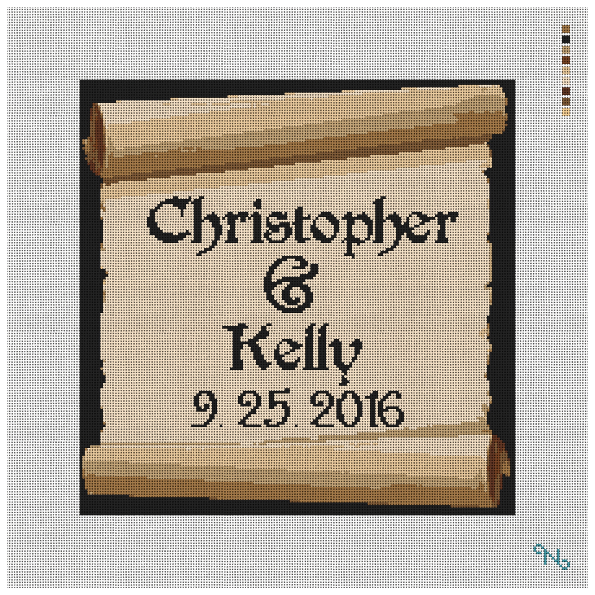 Ancient Wedding Scroll Needlepoint Kit