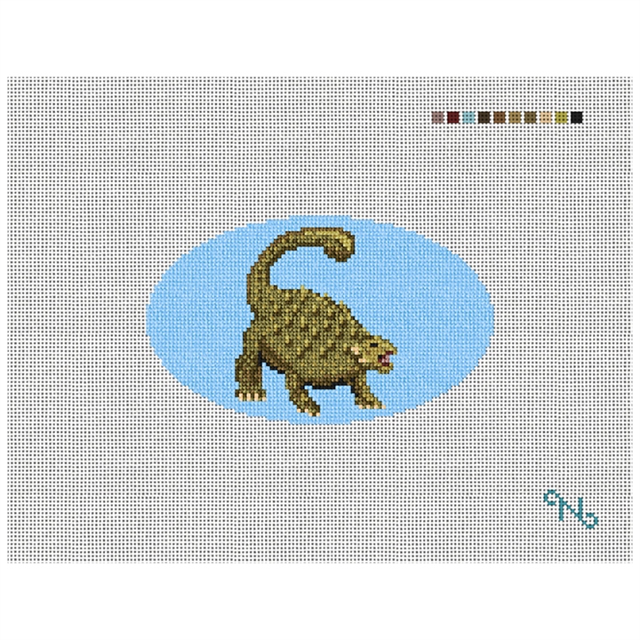 Ankylosaurus Needlepoint Ornament Kit Stitched Preview
