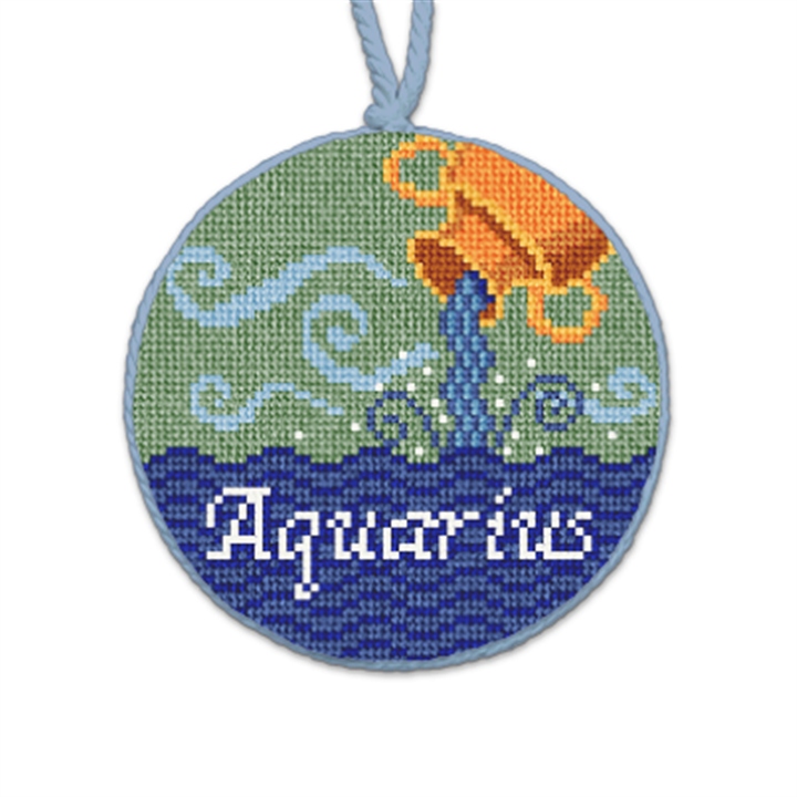 Aquarius The Water Bearer Needlepoint Ornament