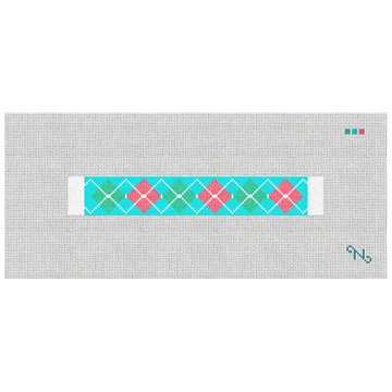 Argyle Needlepoint Key Fob Kit Stitched Preview