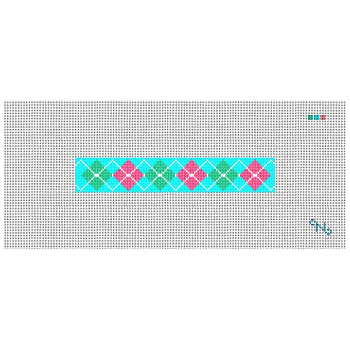 Argyle Needlepoint Key Fob Kit Stitched Preview