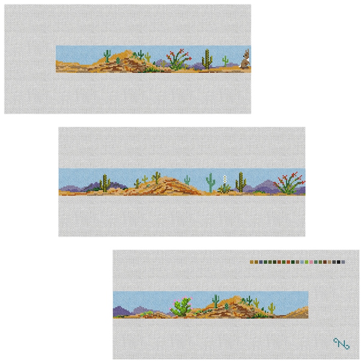 Arizona Desert Landscape Needlepoint Belt Kit Stitched Preview