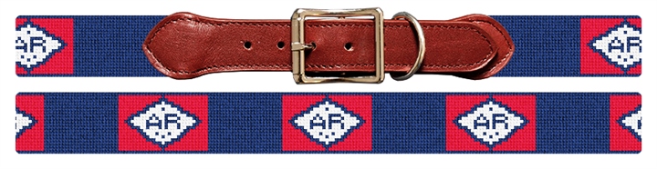 Arkansas Flag Needlepoint Dog Collar 