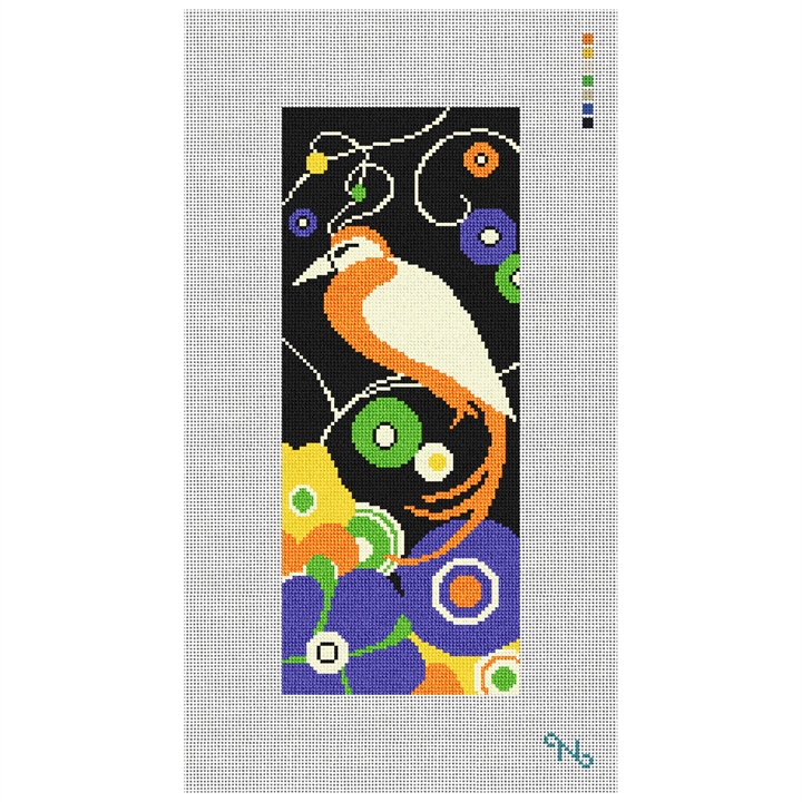 Art Deco Bird Needlepoint Kit Stitched Preview