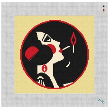 Art Deco Woman Needlepoint Kit Stitched Preview