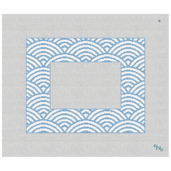 Asian Circles Picture Frame Needlepoint Kit Stitched Preview