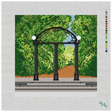 Athens Georgia Arch Needlepoint Pillow Kit Stitched Preview