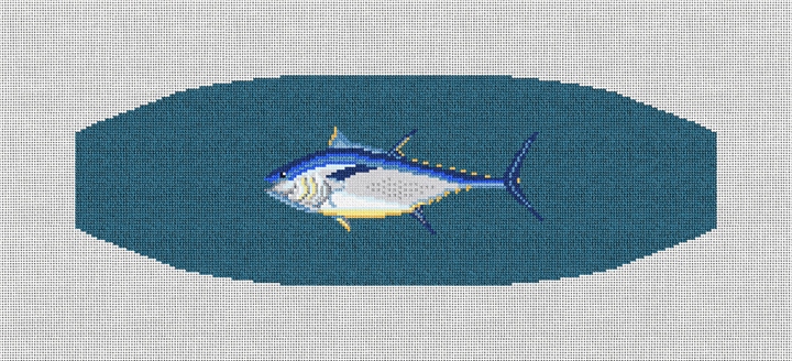 Atlantic Bluefin Tuna Cummerbund Needlepoint Kit Stitched Preview
