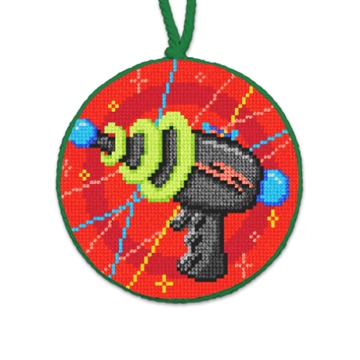 Atomic Space Ray Gun Needlepoint Ornament