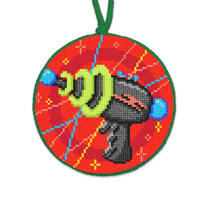 Atomic Space Ray Gun Needlepoint Ornament