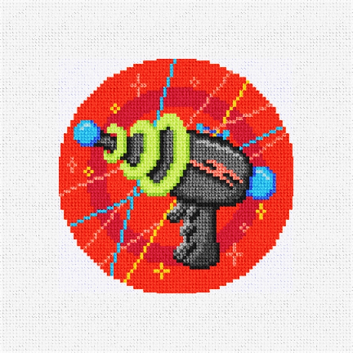Atomic Space Ray Gun Needlepoint Ornament Kit Stitched Preview