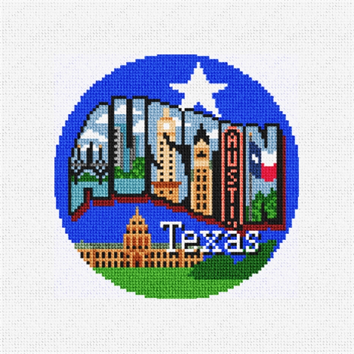 Austin Needlepoint Ornament Kit Stitched Preview