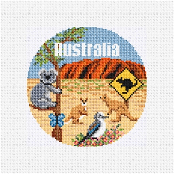 Australia Needlepoint Ornament Kit Stitched Preview