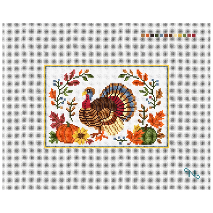 Autumn Blessings Needlepoint Door Hanger Kit Stitched Preview