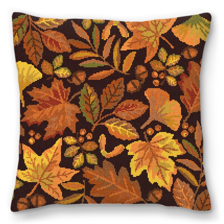 Autumn Leaves Needlepoint Pillow