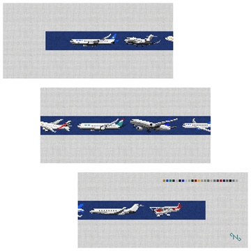 Aviation Needlepoint Belt Kit Stitched Preview