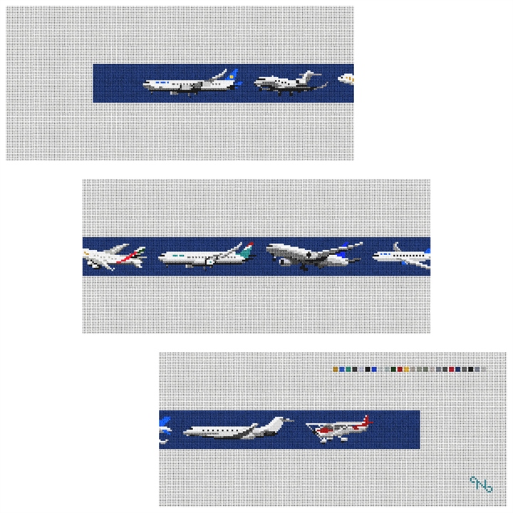 Aviation Needlepoint Belt Kit Stitched Preview