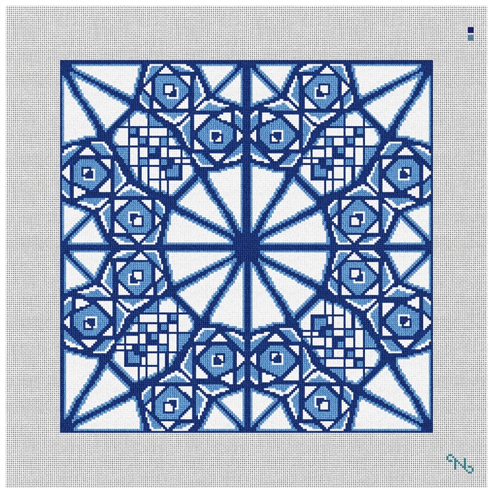 Aydin Needlepoint Pillow Kit Stitched Preview