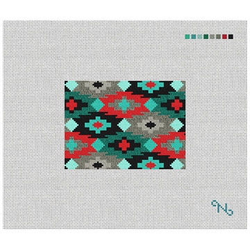 Aztec Needlepoint Card Wallet Kit Stitched Preview