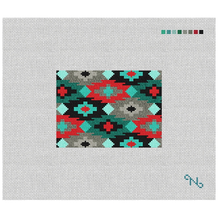 Aztec Needlepoint Card Wallet Kit Stitched Preview