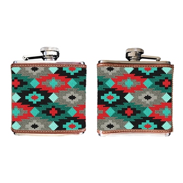 Aztec Needlepoint Flask 