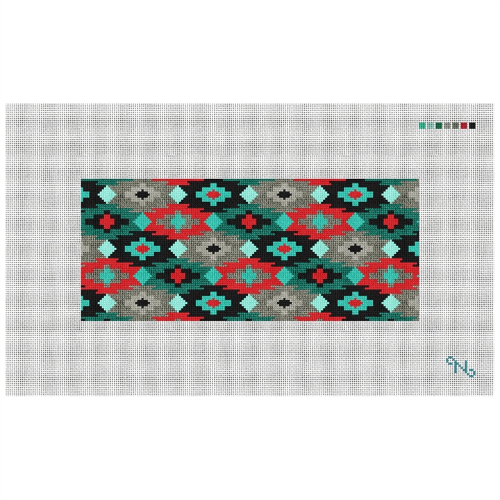 Aztec Needlepoint Flask Kit Stitched Preview