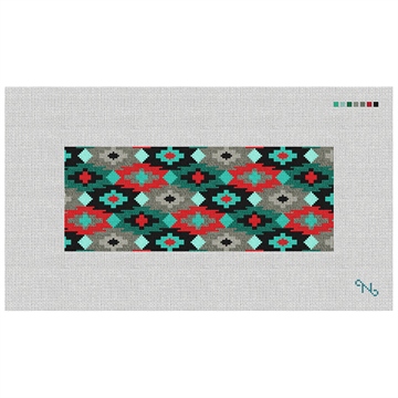 Aztec Needlepoint Wallet Kit Stitched Preview