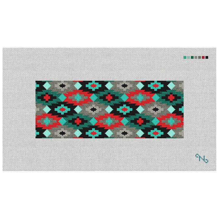 Aztec Needlepoint Wallet Kit Stitched Preview