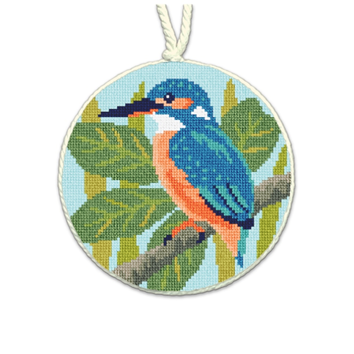 Azure Kingfisher Needlepoint Ornament