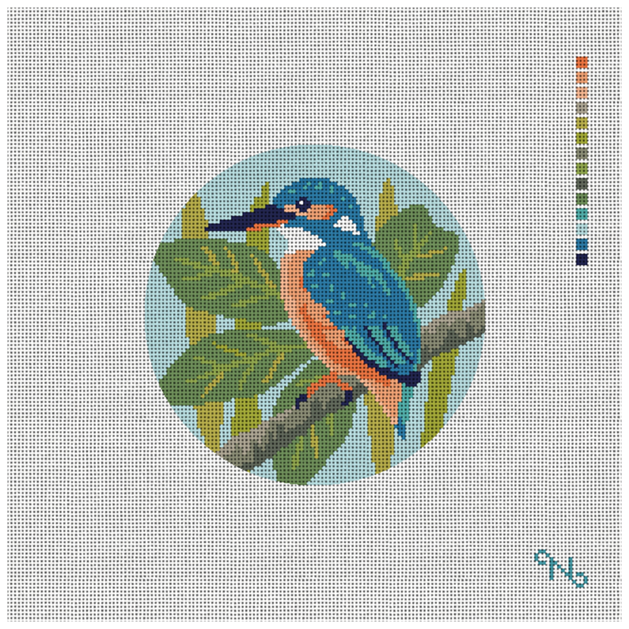 Azure Kingfisher Needlepoint Ornament Kit