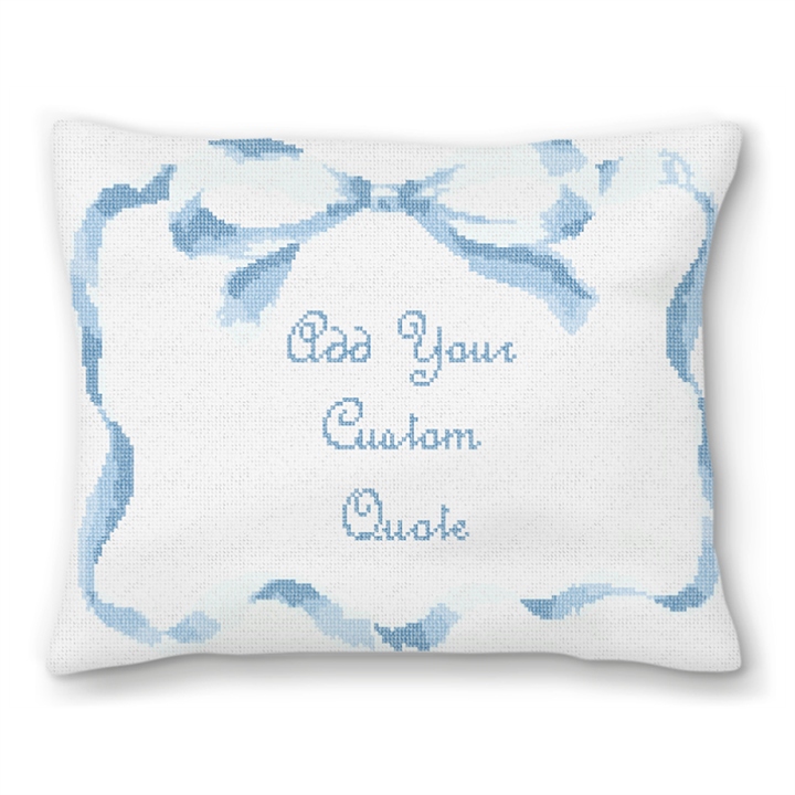Azure Ribbon Personal Needlepoint Pillow 