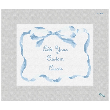 Azure Ribbon Personal Needlepoint Pillow Kit Stitched Preview