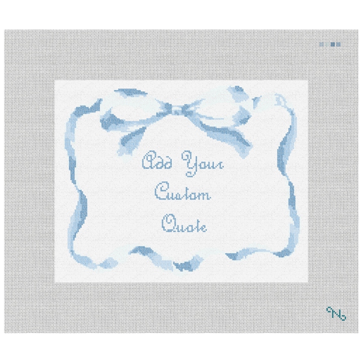 Azure Ribbon Personal Needlepoint Pillow Kit Stitched Preview