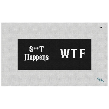 B/W WTF Needlepoint Flask Kit Stitched Preview