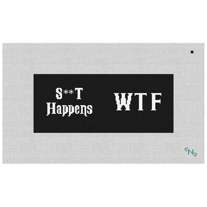 B/W WTF Needlepoint Flask Kit Stitched Preview