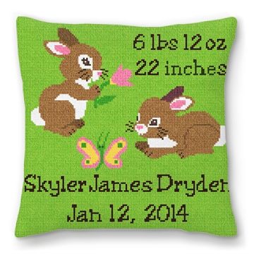 Baby Bunny Birth Announcement Pillow