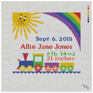 Baby Train Birth Announcement Needlepoint Kit