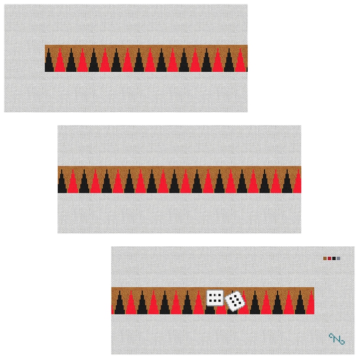 Backgammon Needlepoint Belt Kit Stitched Preview
