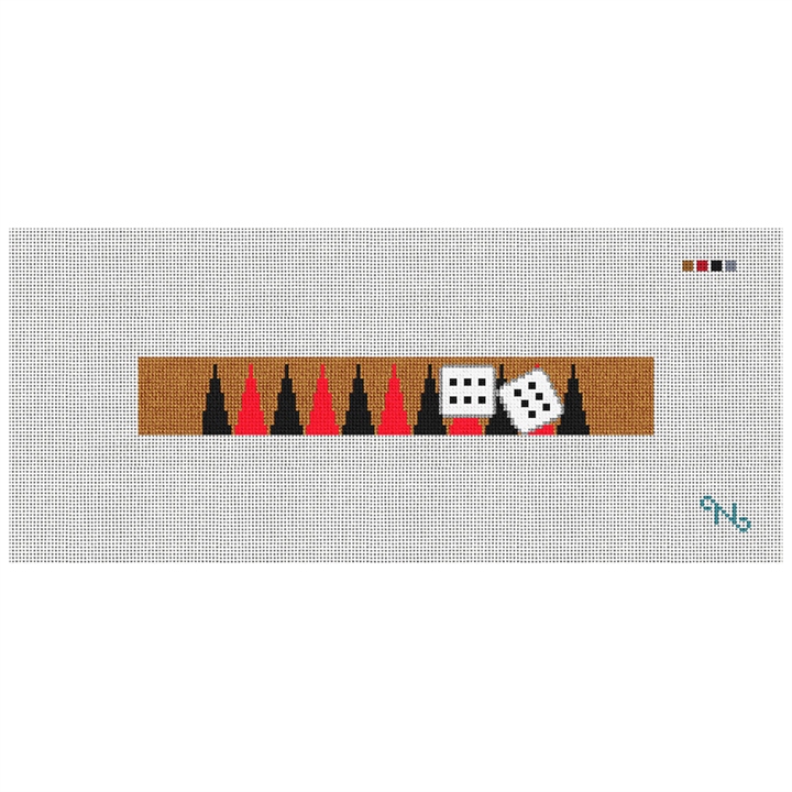 Backgammon Needlepoint Key Fob Kit Stitched Preview