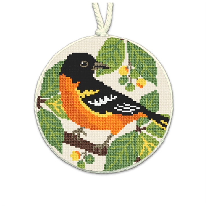 Baltimore Oriole Needlepoint Ornament