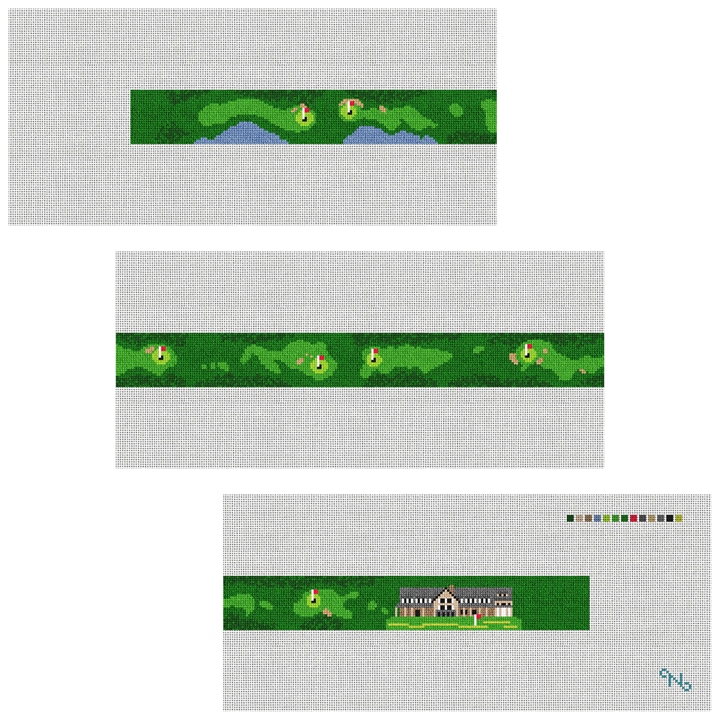 Bandon Dunes Golf Course Needlepoint Belt Kit Stitched Preview