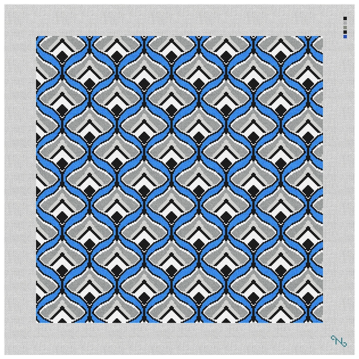 Bargello Vichy Pillow Needlepoint Kit Stitched Preview