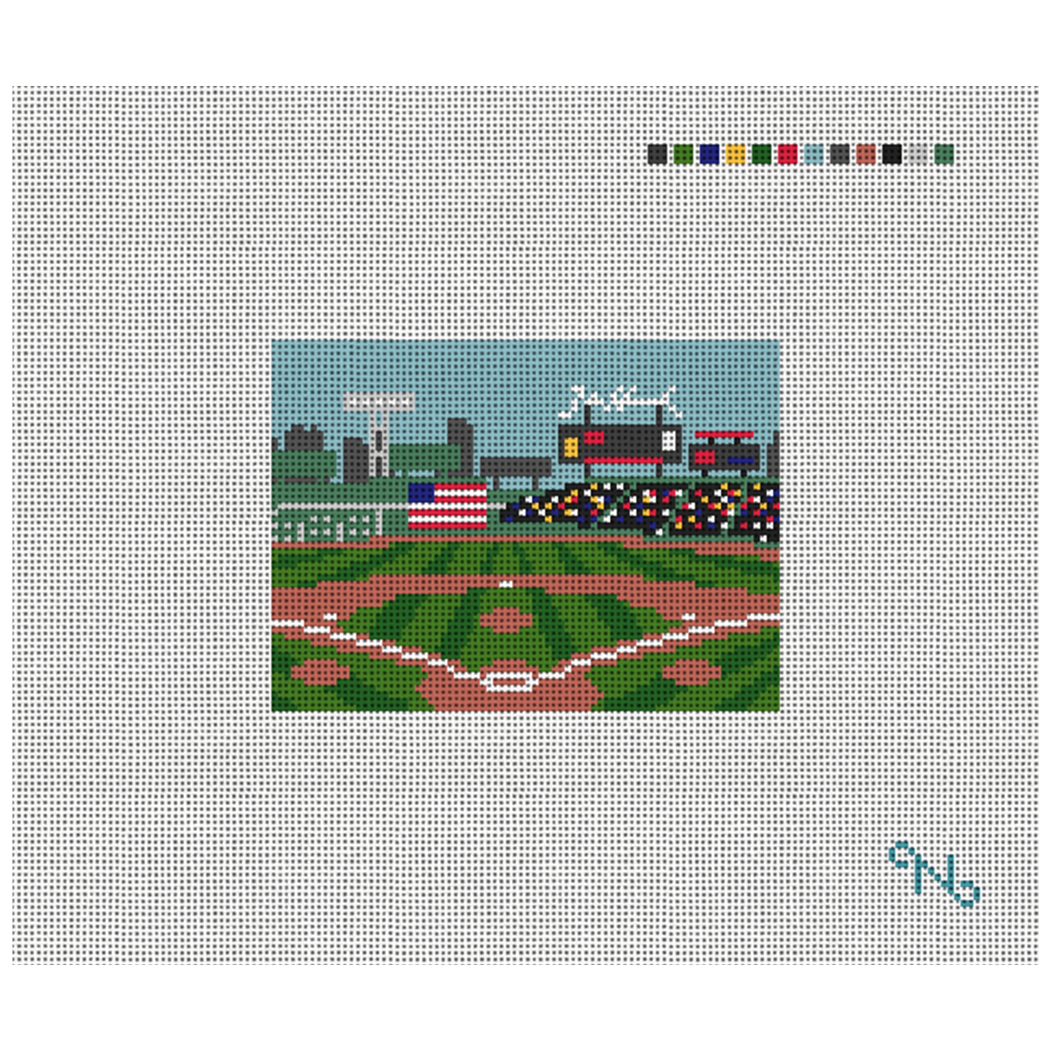 Baseball Field Needlepoint Card Wallet Kit