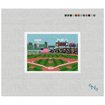 Baseball Field Needlepoint Card Wallet Kit Stitched Preview