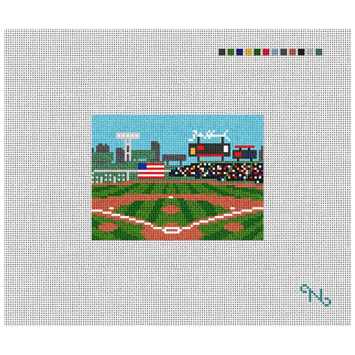 Baseball Field Needlepoint Card Wallet Kit Stitched Preview