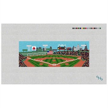 Baseball Field Needlepoint Wallet Kit Stitched Preview