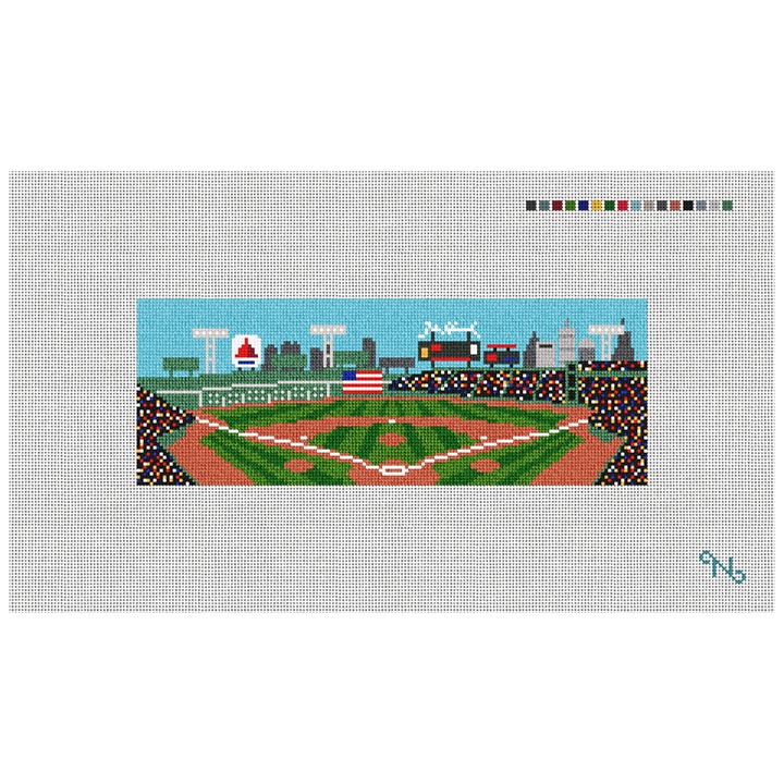 Baseball Field Needlepoint Wallet Kit Stitched Preview