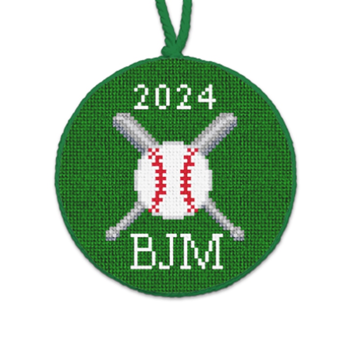 Baseball Home Run Needlepoint Ornament